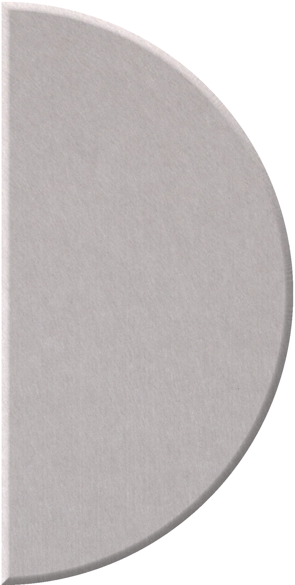 Light gray half-circle ceramic tile with curved edge and textured surface.