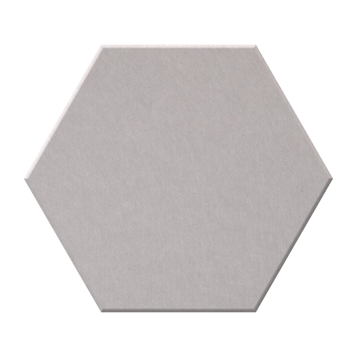 A single hexagonal tile with a matte, textured surface in a muted light blue-gray color, shown against a plain white background.