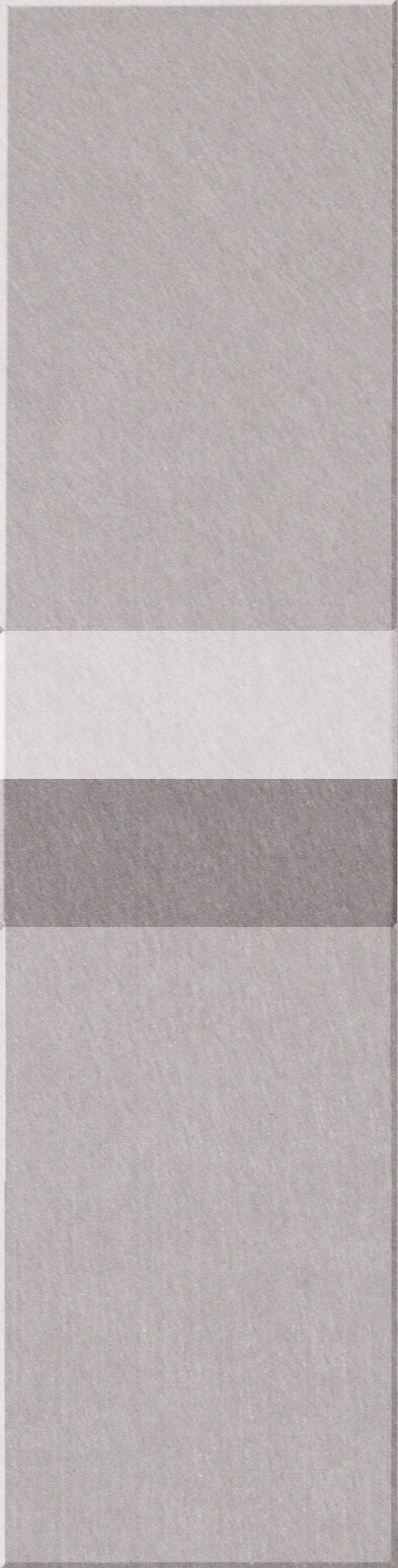 Vertical rectangular tile with light gray textured surface and darker gray band in center section.