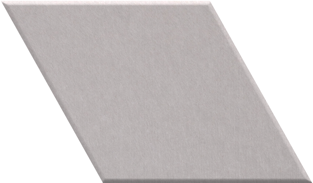 Light gray diamond-shaped tile with matte finish displayed at an angle.