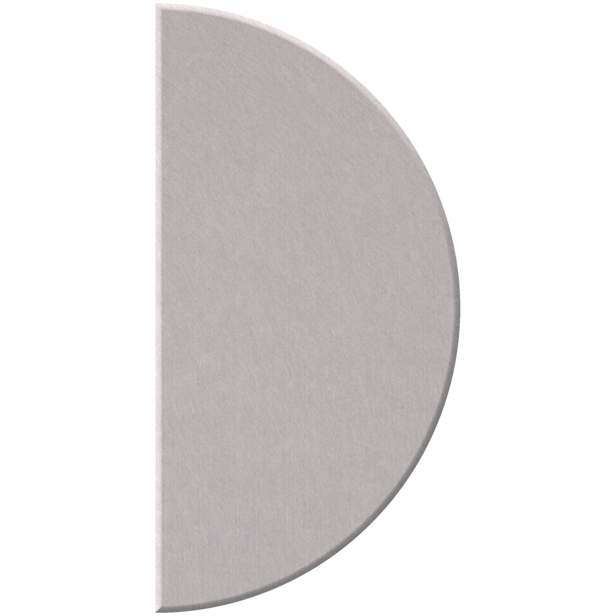 A semi-circular, D-shaped gray textured tile or panel shown on a plain white background.