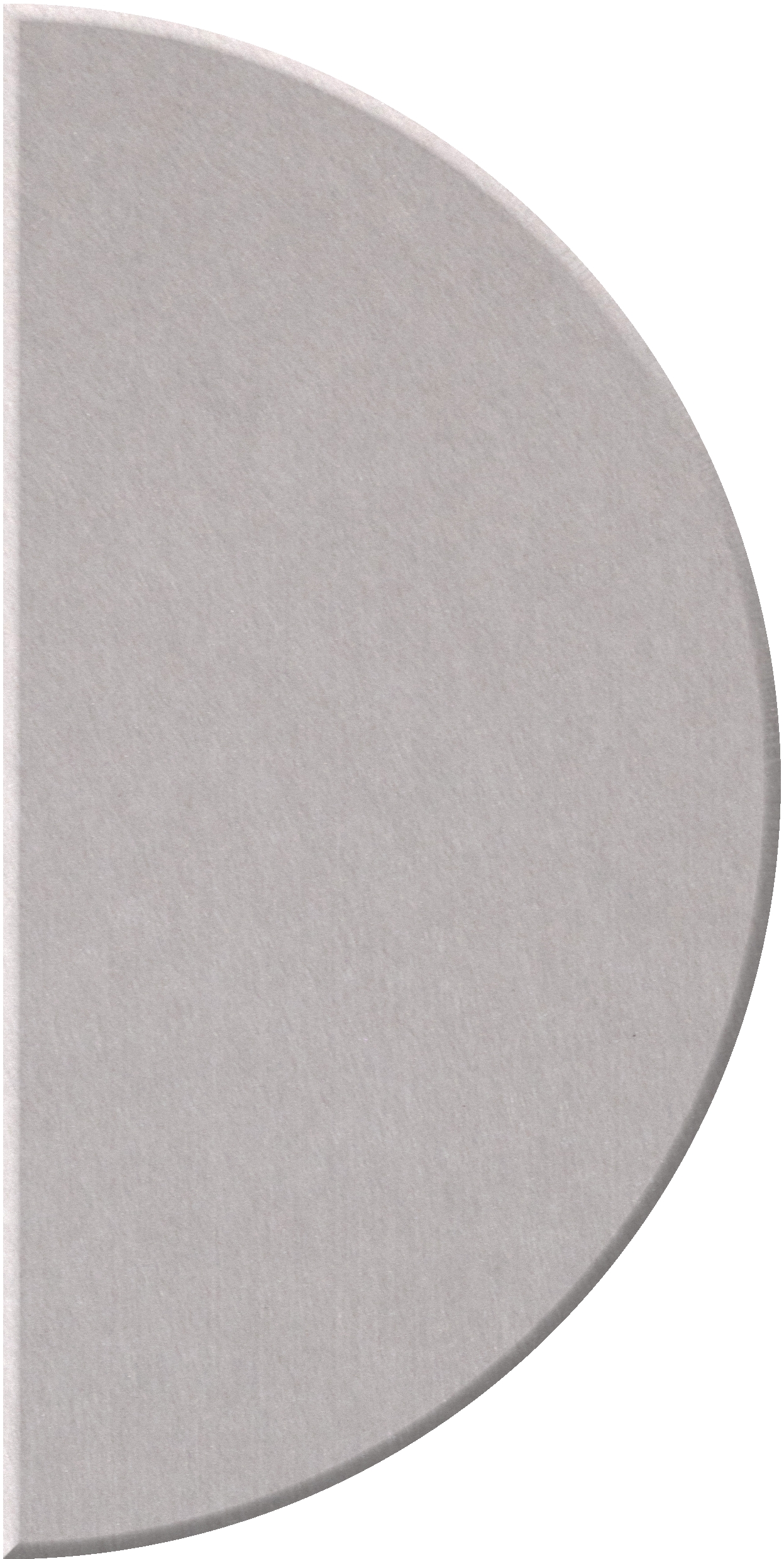 Gray half-circle tile with curved edge and flat straight side.