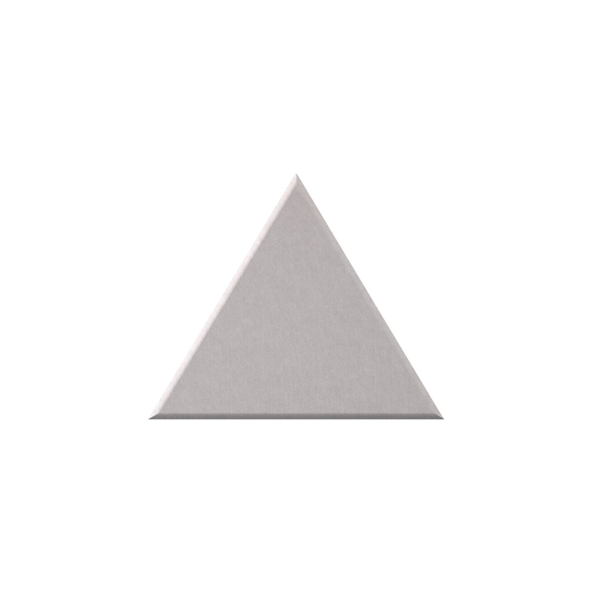 A light gray triangular tile or panel with a matte textured surface, centered on a solid white background.