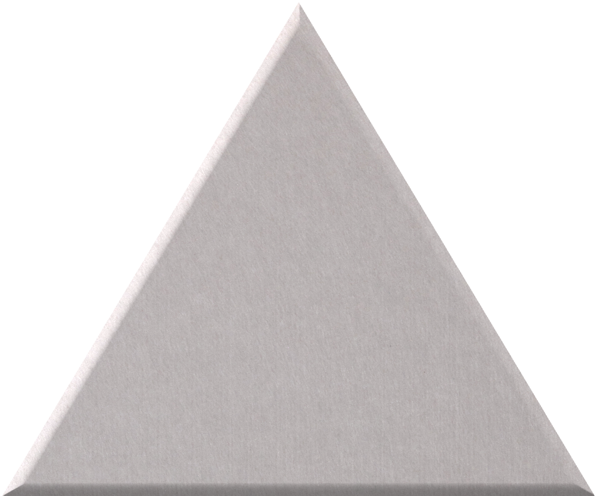 Light gray triangular tile with three-dimensional beveled edges and flat base.