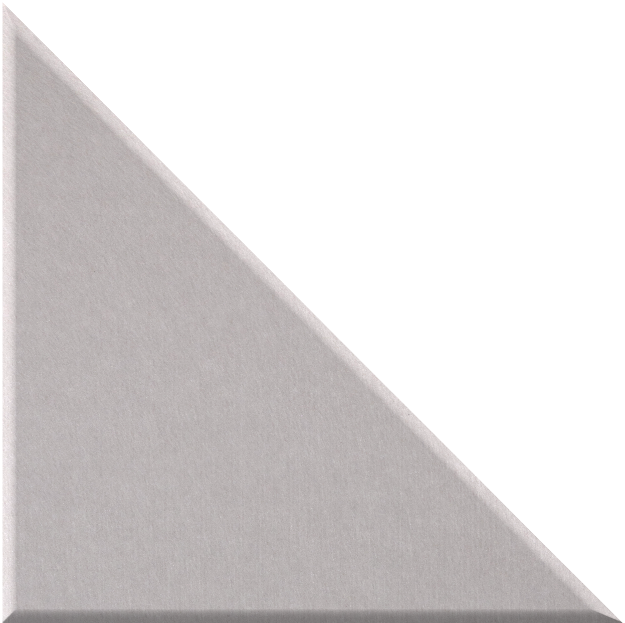 Light gray right triangle tile with a matte finish and beveled edges.