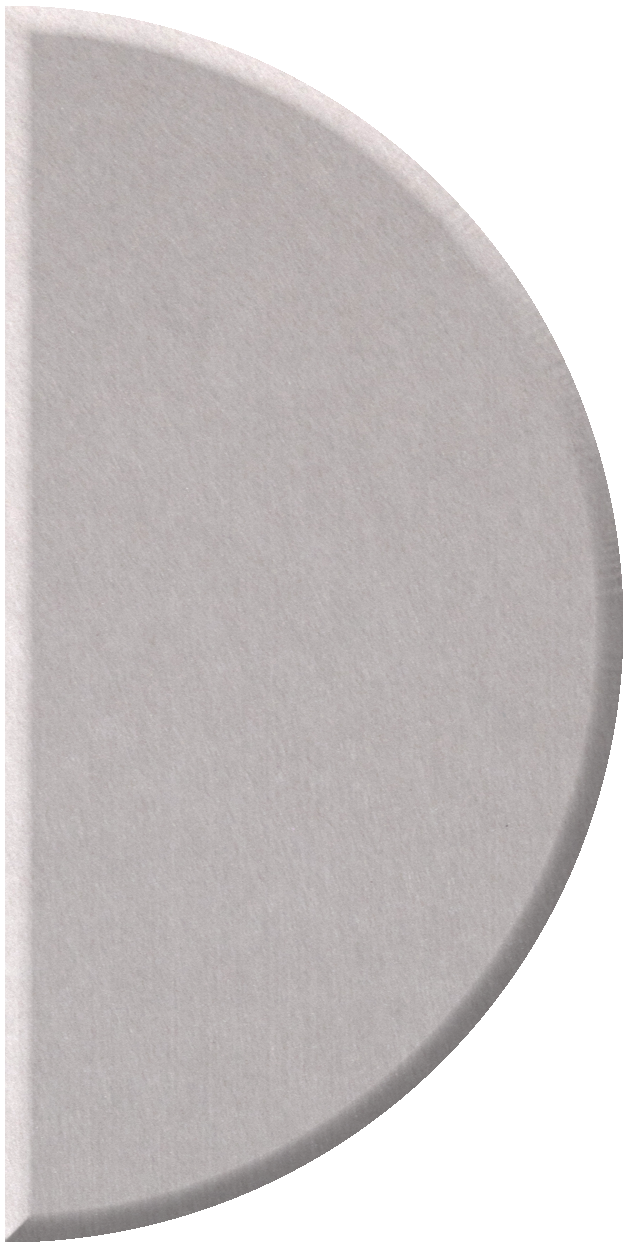Light gray half-circle tile with curved edge and flat straight edge, shown at angle.