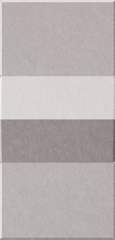 Four stacked rectangular tiles in alternating shades of gray and off-white with textured surfaces.