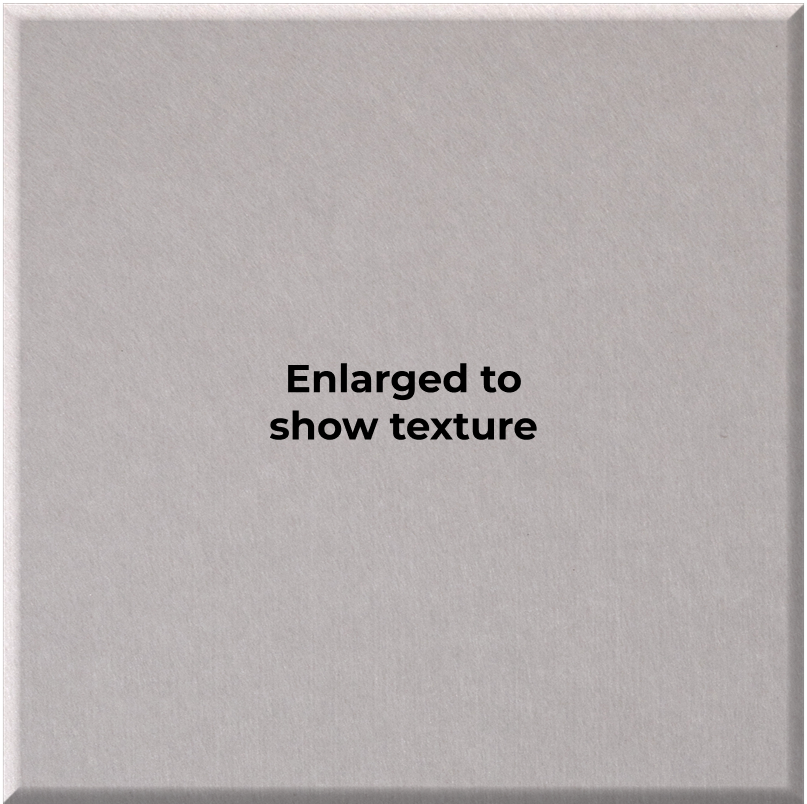 A square gray textured surface with the centered text 'Enlarged to show texture' on a plain white background.