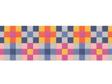 Colorful checkered pattern on a white background