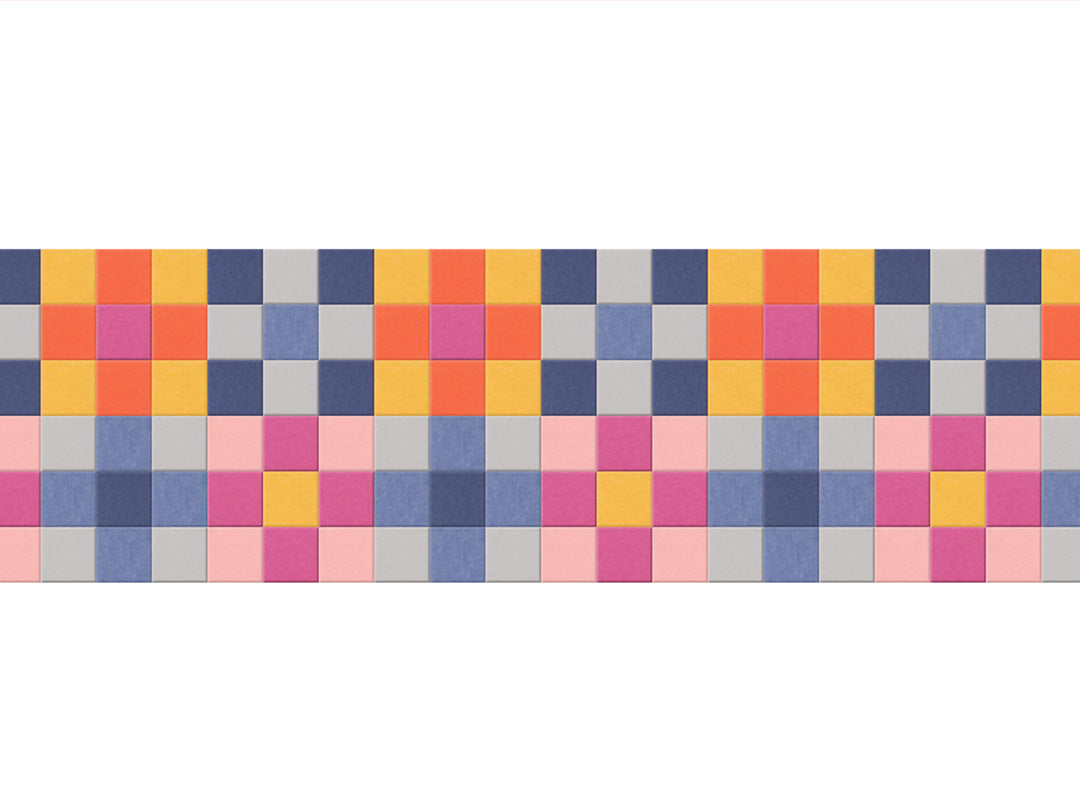Colorful checkered pattern on a white background
