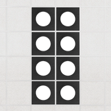 Halo felt drop ceiling tiles in Cast with white circle centers, set of 8 in a 2 x 4 layout