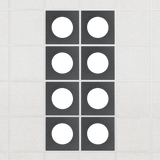 Halo felt drop ceiling tiles in Mineral with white circle centers, set of 8 in a 2 x 4 layout