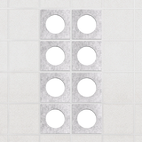 Halo felt drop ceiling tiles in Nickel with white circle centers, set of 8 in a 2 x 4 layout