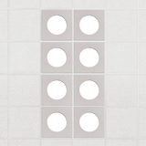 Halo felt drop ceiling tiles in Latte with white circle centers, set of 8 in a 2 x 4 layout