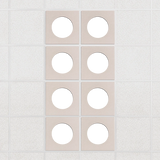 Halo felt drop ceiling tiles in Ivory with white circle centers, set of 8 in a 2 x 4 layout