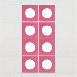 Halo felt drop ceiling tiles in Hot Pink with white circle centers, set of 8 in a 2 x 4 layout