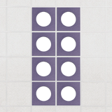 Halo felt drop ceiling tiles in Wisteria with white circle centers, set of 8 in a 2 x 4 layout