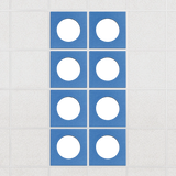 Halo felt drop ceiling tiles in Cayman with white circle centers, set of 8 in a 2 x 4 layout