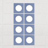 Halo felt drop ceiling tiles in Periwinkle with white circle centers, set of 8 in a 2 x 4 layout