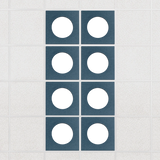 Halo felt drop ceiling tiles in Slate Blue with white circle centers, set of 8 in a 2 x 4 layout