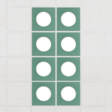 Halo felt drop ceiling tiles in Mint with white circle centers, set of 8 in a 2 x 4 layout