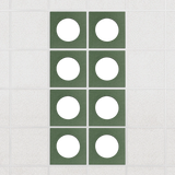 Halo felt drop ceiling tiles in Palm with white circle centers, set of 8 in a 2 x 4 layout