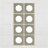 Halo felt drop ceiling tiles in Sage with white circle centers, set of 8 in a 2 x 4 layout