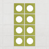 Halo felt drop ceiling tiles in Kiwi with white circle centers, set of 8 in a 2 x 4 layout