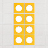 Halo felt drop ceiling tiles in Dandelion with white circle centers, set of 8 in a 2 x 4 layout