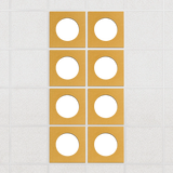 Halo felt drop ceiling tiles in Mustard with white circle centers, set of 8 in a 2 x 4 layout