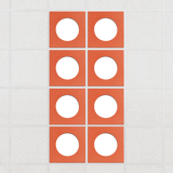 Halo felt drop ceiling tiles in Aries with white circle centers, set of 8 in a 2 x 4 layout