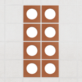 Halo felt drop ceiling tiles in Cinnamon with white circle centers, set of 8 in a 2 x 4 layout