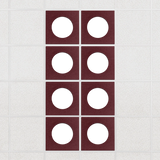 Halo felt drop ceiling tiles in Wine with white circle centers, set of 8 in a 2 x 4 layout