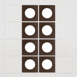 Halo felt drop ceiling tiles in Cocoa with white circle centers, set of 8 in a 2 x 4 layout