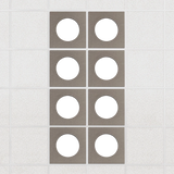 Halo felt drop ceiling tiles in Ash with white circle centers, set of 8 in a 2 x 4 layout