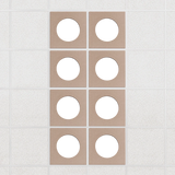 Halo felt drop ceiling tiles in Cashmere with white circle centers, set of 8 in a 2 x 4 layout