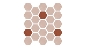 A Felt Right honeycomb patterned clay tile in a beige and brownish red color palette. 