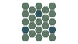 Felt Right design a decorative artwork featuring a geometric honeycomb pattern in various shades of green.