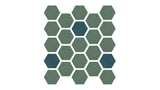 Felt Right design a decorative artwork featuring a geometric honeycomb pattern in various shades of green.