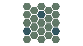 Felt Right design a decorative artwork featuring a geometric honeycomb pattern in various shades of green.