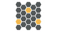 Felt Right Design hexagonal shapes in shades of dark grey and light yellow can be displayed in a hallway or entry way