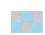 Modular wall panels with gray and light blue squares arranged in checkerboard pattern with diagonal lines.