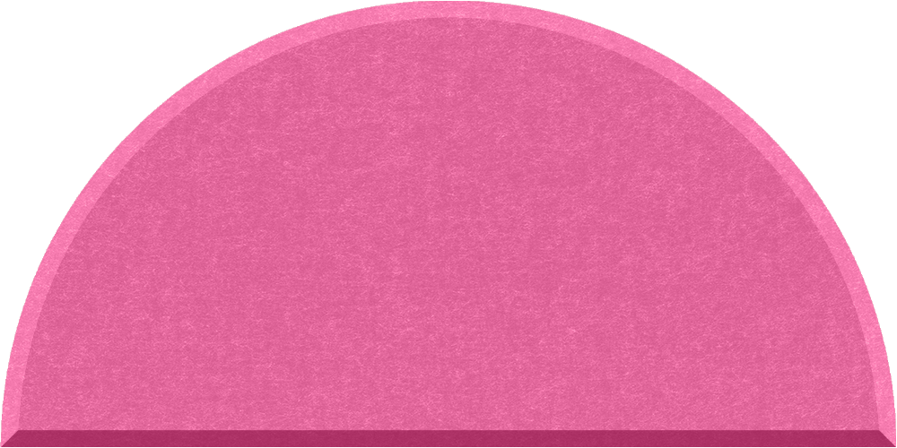 Small half circle felt tile in Hot Pink