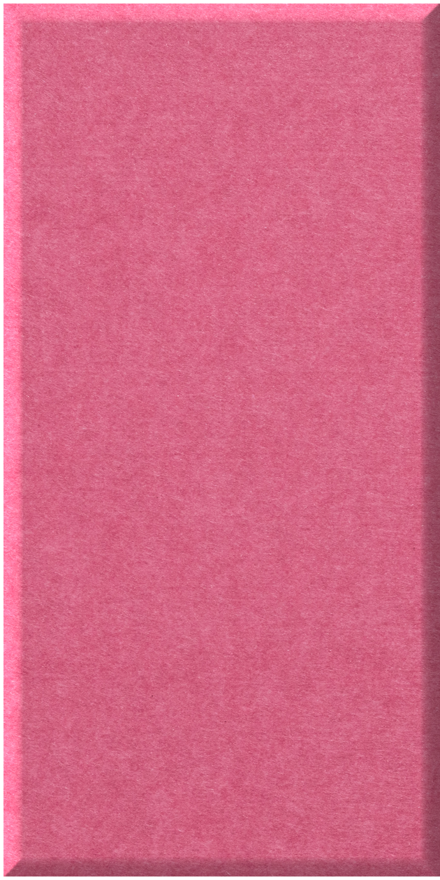 Pink rectangular tile with textured surface and beveled left edge.