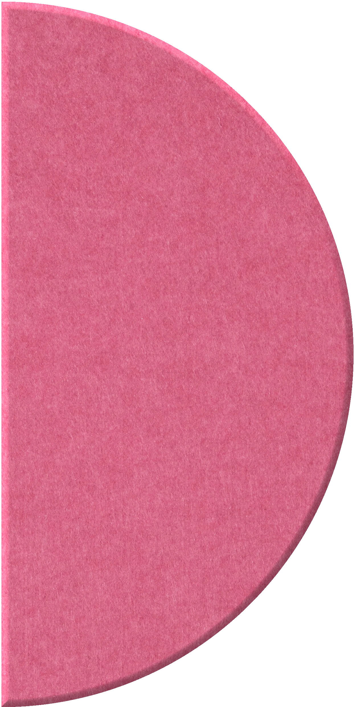 Pink half-circle tile with curved edge and textured surface.