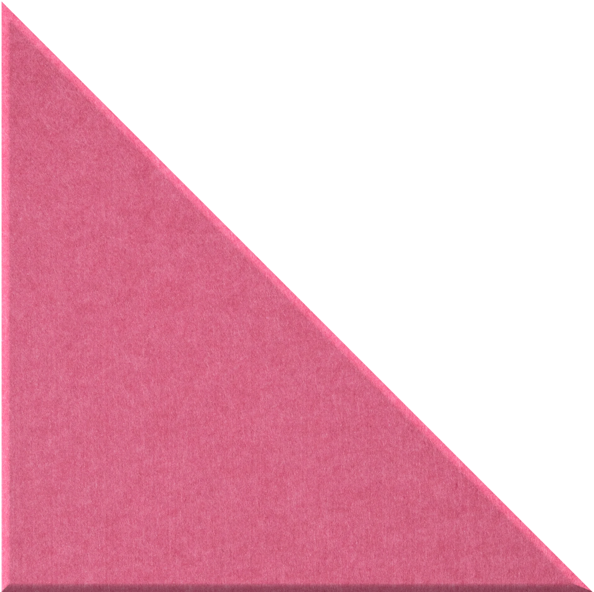 Pink right triangle tile with textured surface and right angle at bottom left corner.