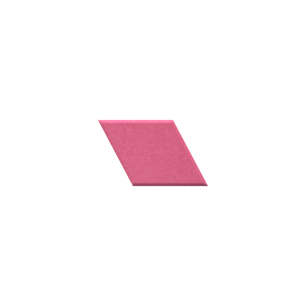 A single pink parallelogram-shaped textured tile or swatch centered on a plain white background.