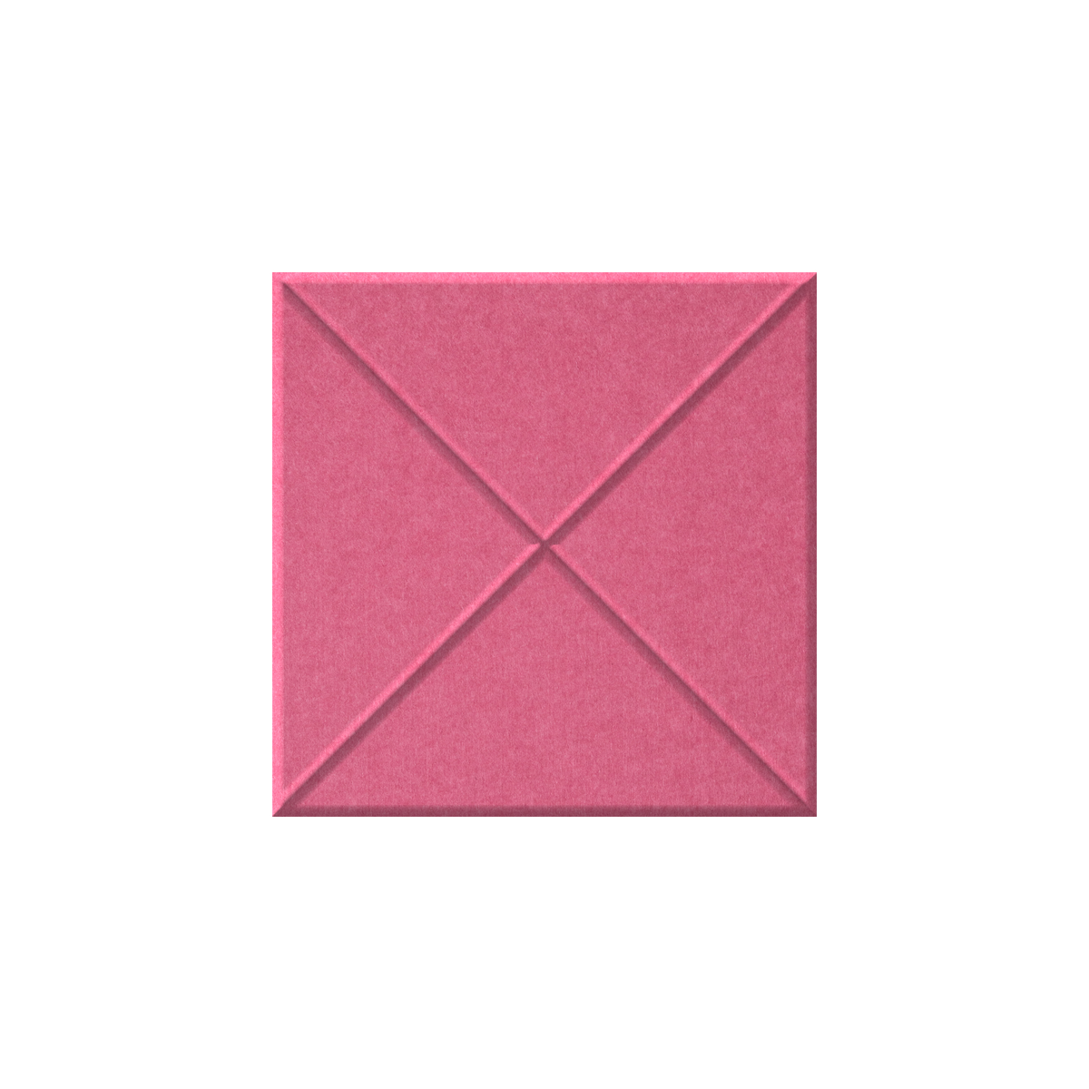 A square pink textured tile with a stitched geometric pattern, centered on a solid white background.