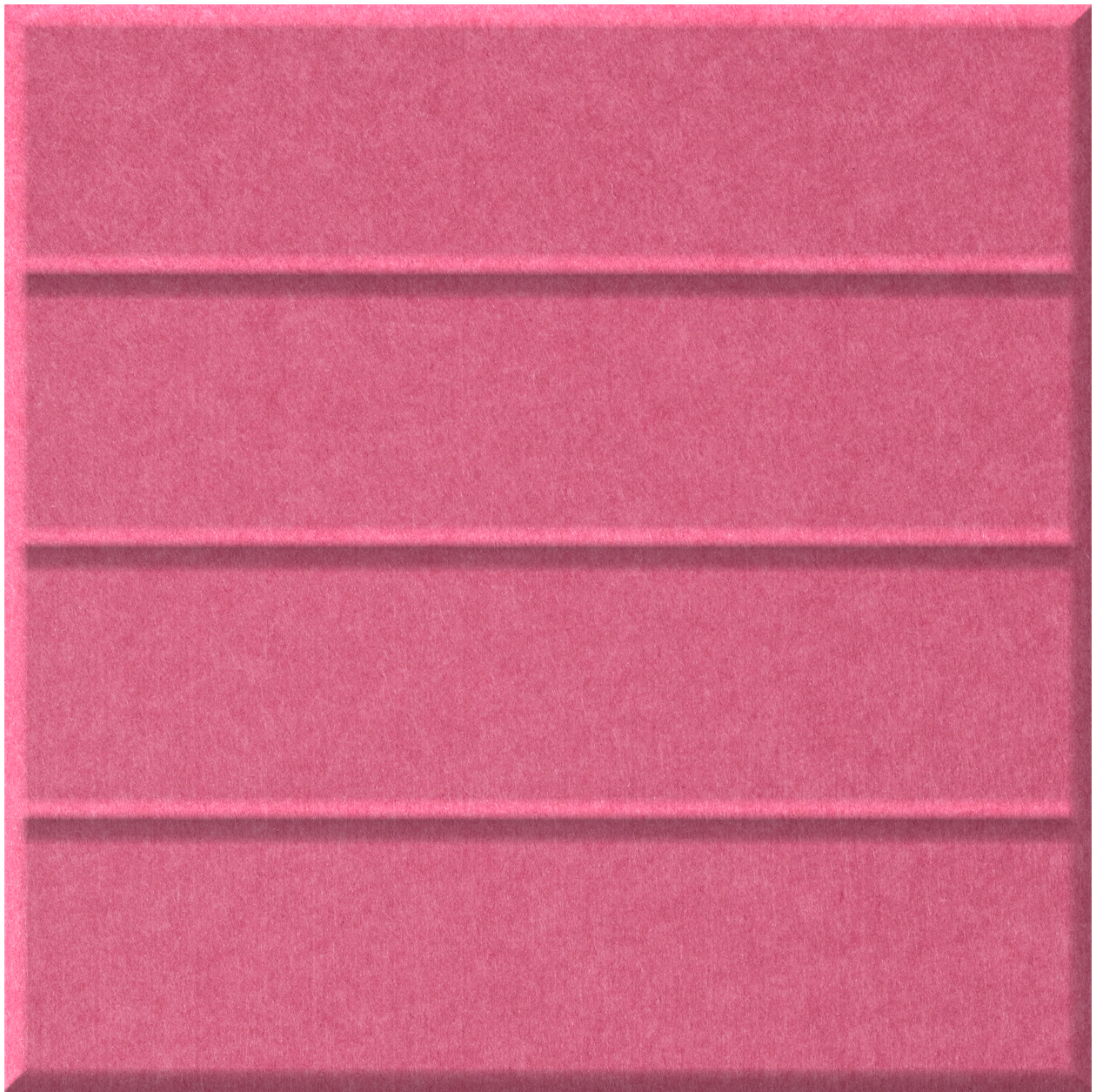 Pink tile with three horizontal grooved lines dividing the surface into four sections.