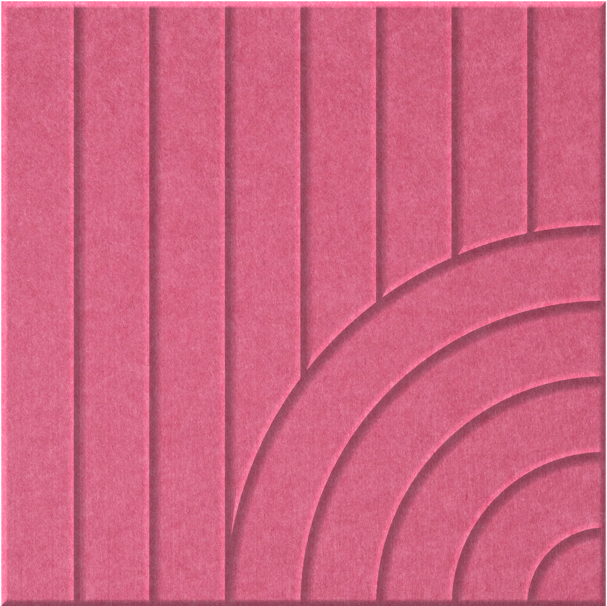 Hot Pink 9mm Engraved Tangent felt sample with concentric quarter circle grooves